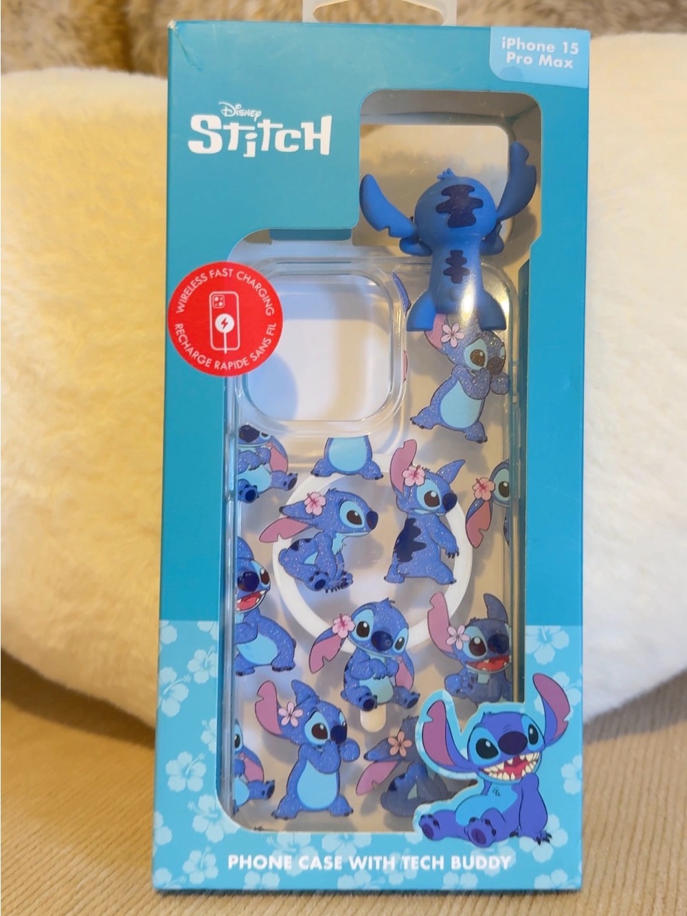 Disney Blue Stitch iPhone 15 Pro Max Phone Case with Tech Buddy